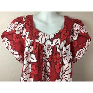 Jade Fashions Women's Red Floral Hawaiian Muumuu M